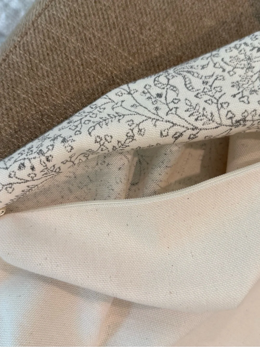 Cover ONLY Linen & James Floral Block Black and Cream 22 x 22 Pillow Cover